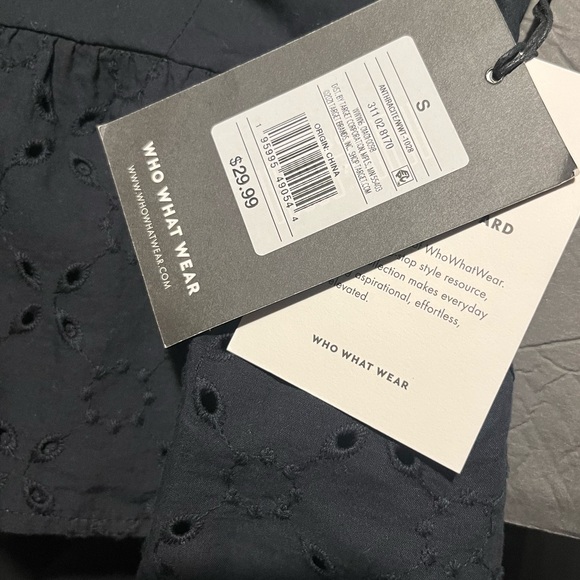 Who What Wear Target NWT black ruffle sleeve eyelet peplum blouse. - Picture 9 of 15